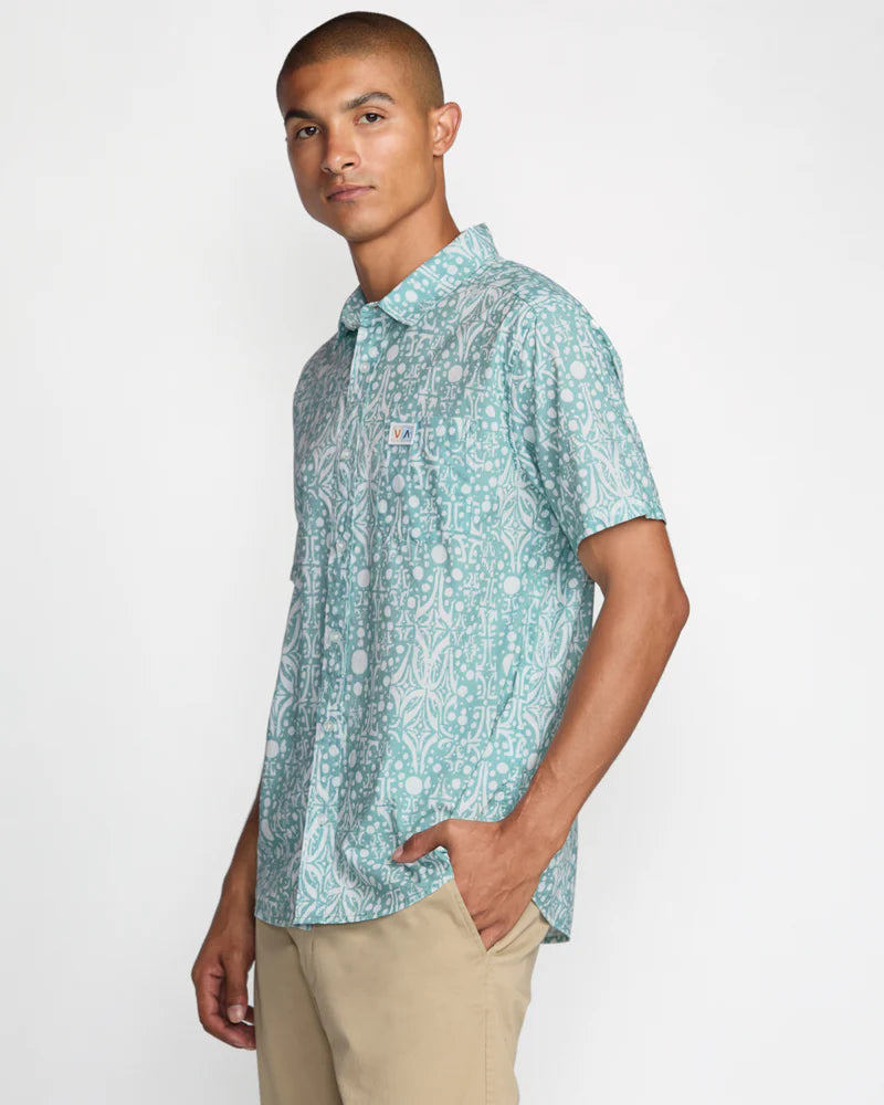Enjoy casual cool summer style with the RVCA Jacobs Archive Printed Short Sleeve Shirt, now at Harbour Thread men's store in Burlington, VT. 
