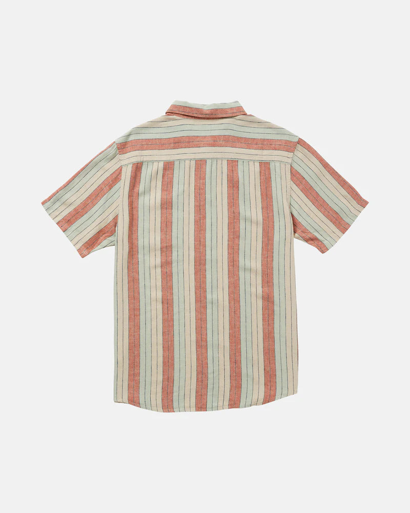 The RVCA Alvarado Stripe Short Sleeve Shirt is a lightweight and stylish men's summer shirt at Harbour Thread in Burlington, VT. 