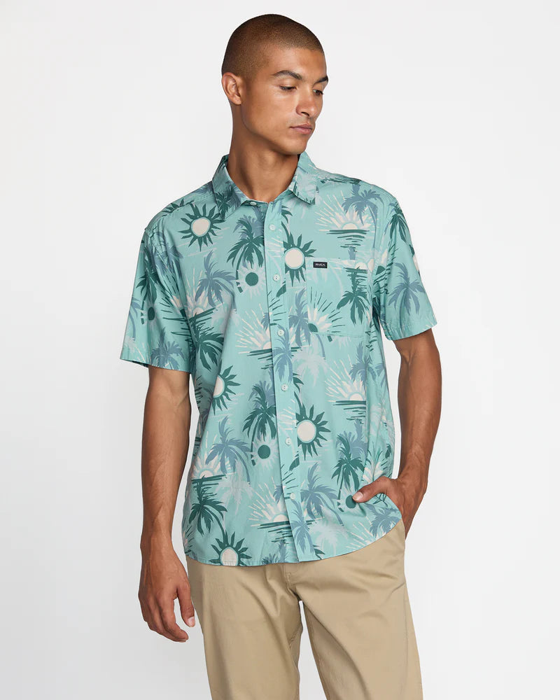 Enjoy fun summer style with the RVCA Sunset Short Sleeve Shirt, now at Harbour Thread men's store in Burlington, VT. 