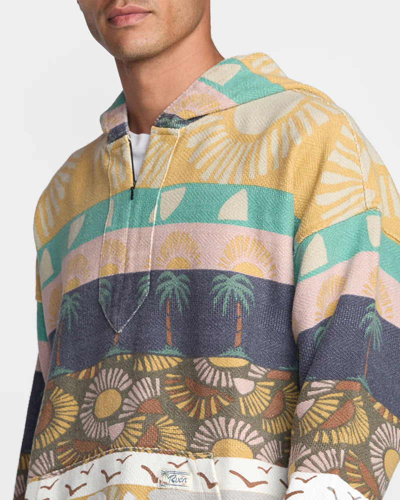 RVCA long sleeve men's poncho with abstract print