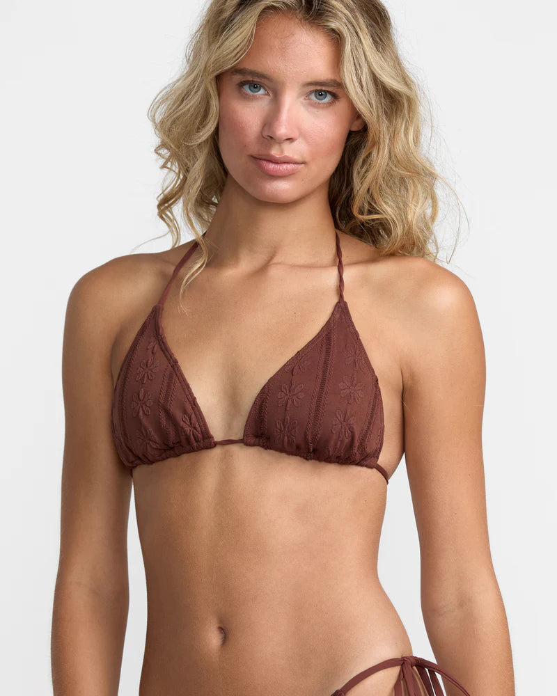 Enjoy sweet swimwear style with the RVCA Sweetness Halter Tri Bikini Top, now at Harbour Thread women's boutique in Burlington, VT. 