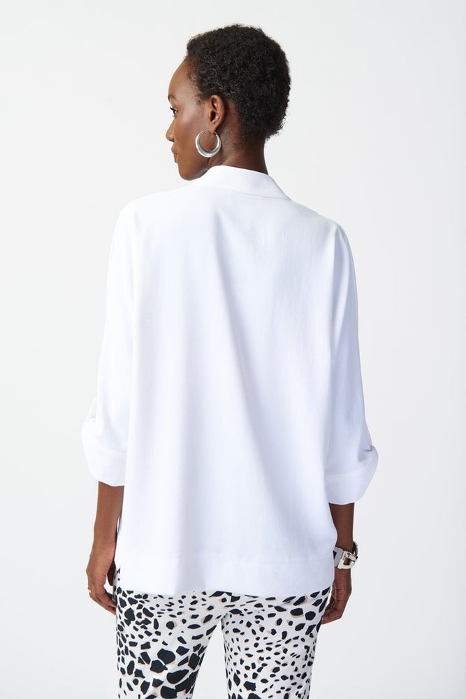 
                      
                        Back view of Joseph Ribkoff's Woven Boxy Top in the color Vanilla
                      
                    