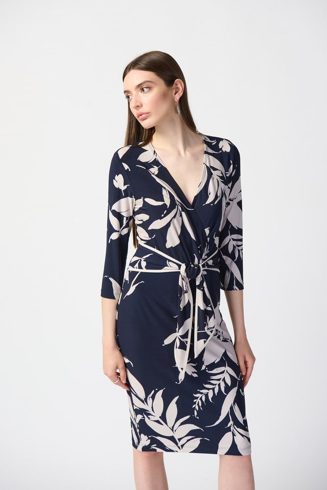 
                      
                        Joseph Ribkoff Floral Print Wrap Dress - Midnight Blue/Beige
                      
                    