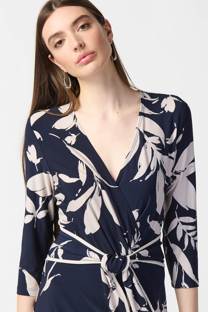 
                      
                        Joseph Ribkoff Floral Print Wrap Dress - Midnight Blue/Beige
                      
                    