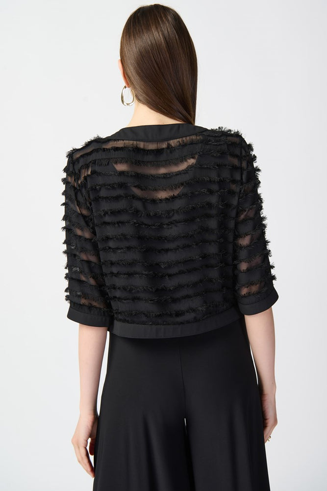 
                      
                        Back view of the Joseph Ribkoff Novelty and Georgette Fitted Jacket in the color Black
                      
                    