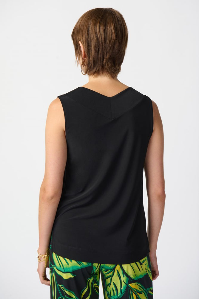 
                      
                        Back view of Joseph Ribkoff's Silky Knit Sleeveless Top in the color Black
                      
                    