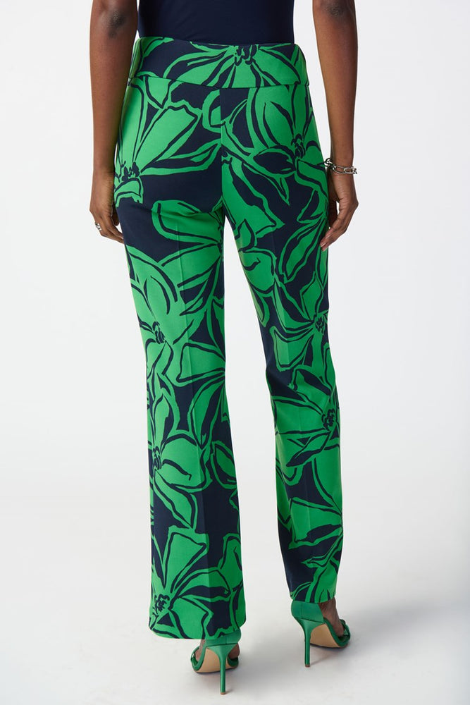 
                      
                        Back view of the blue and green Floral Print Silky Knit Pull-On Pants by Joseph Ribkoff
                      
                    