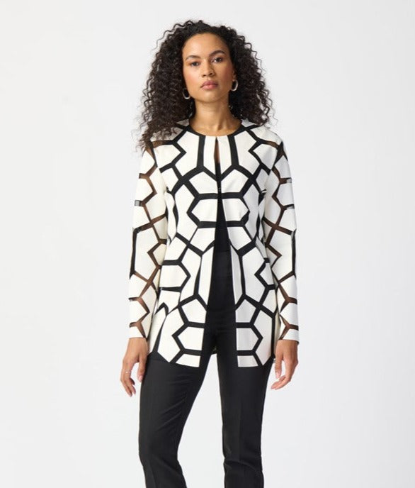 
                      
                        The Laser-Cut Leatherette on Mesh Jacket by Joseph Ribkoff
                      
                    