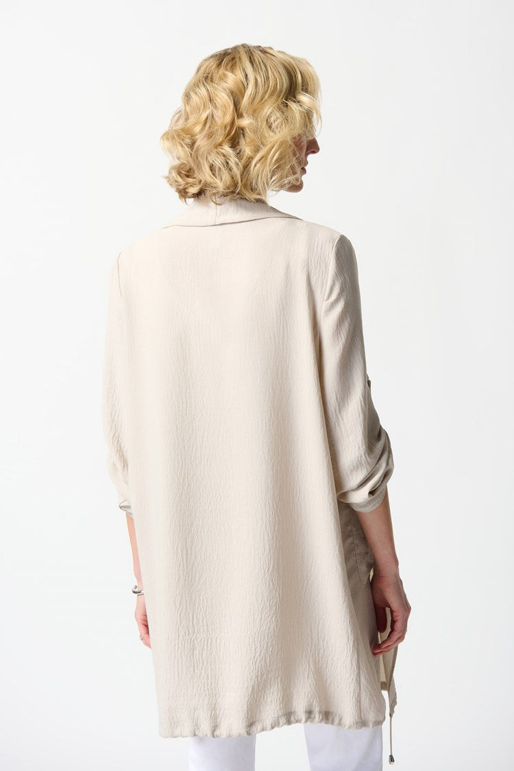 Back view of the Joseph Ribkoff Gauze Boxy Cover Up in the color Moonstone