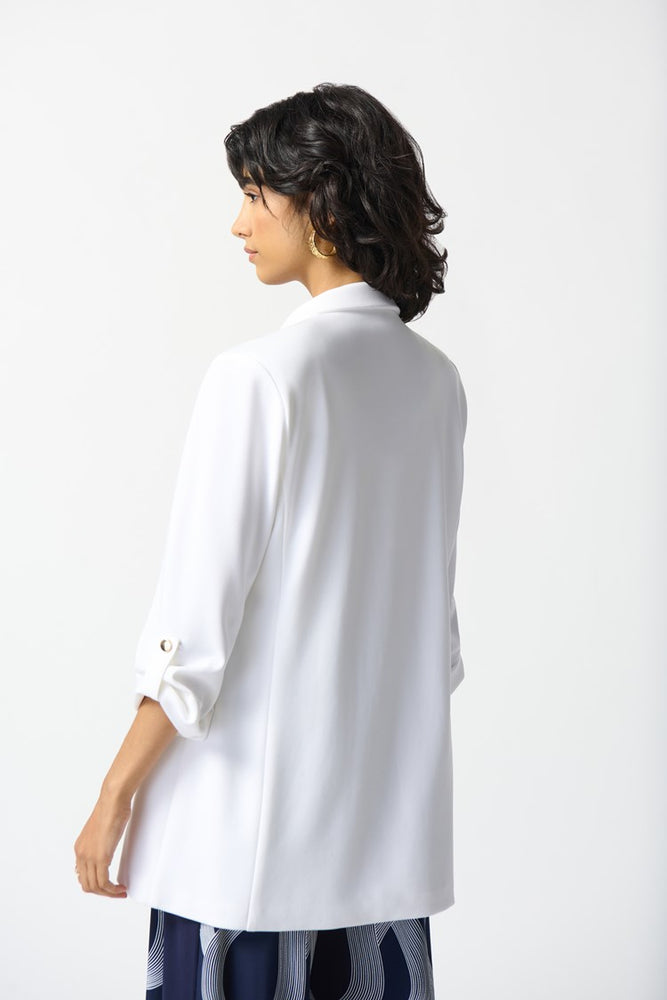 Back view of the White Silky Knit Straight Blazer by Joseph Ribkoff