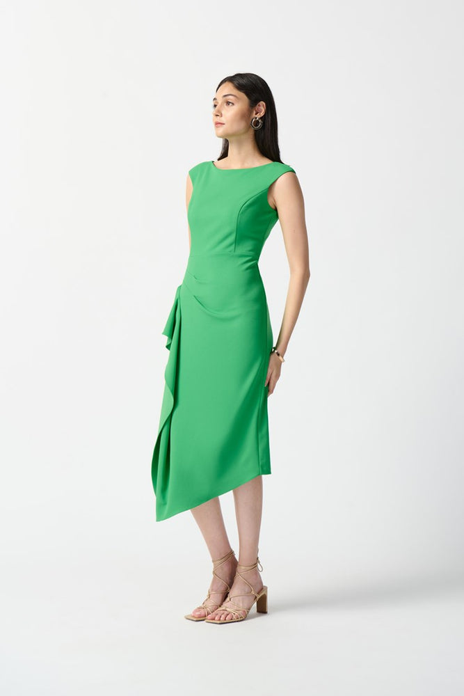 
                      
                        Front view of a woman wearing the Joseph Ribkoff Island Green Scuba Crepe Sheath Dress
                      
                    