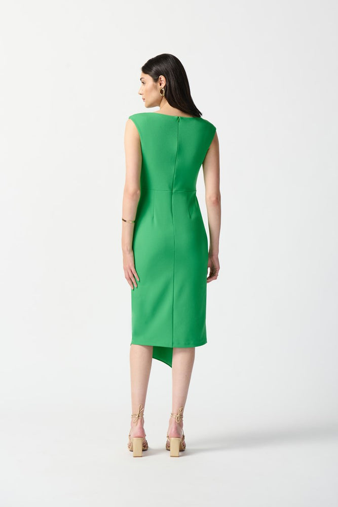 
                      
                        Back view of a woman wearing the Joseph Ribkoff Island Green Scuba Crepe Sheath Dress
                      
                    