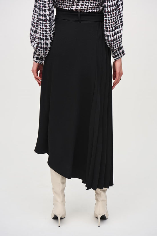 Back view of the Black Woven Crepe Asymmetrical Skirt by Joseph Ribkoff