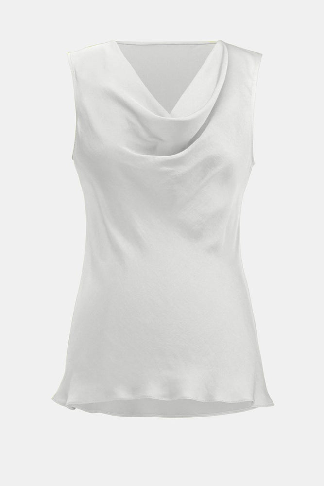 The White Satin Straight Sleeveless Cowl Neck Top by Joseph Ribkoff