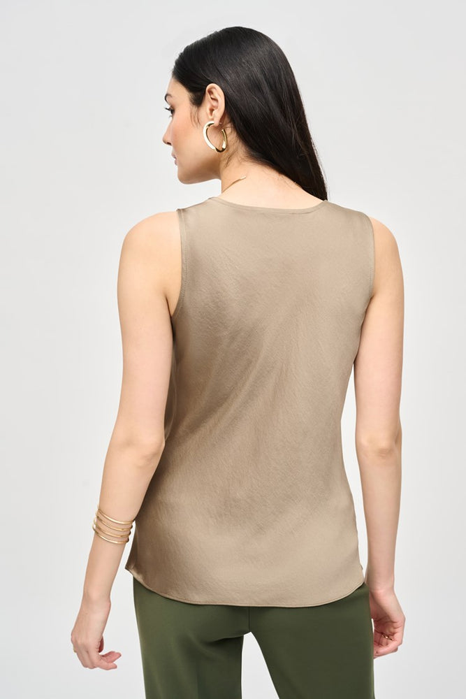 
                      
                        Back view of the Java Satin Straight Sleeveless Cowl Neck Top by Joseph Ribkoff
                      
                    