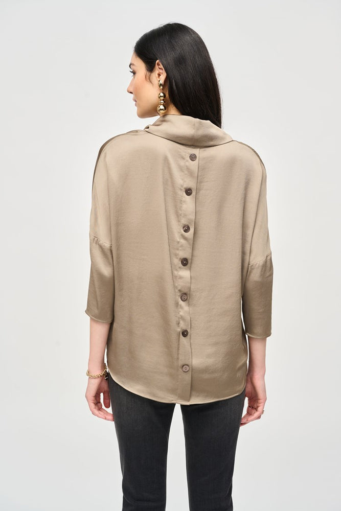 Back view of the Java Satin Cowl Collar Top by Joseph Ribkoff