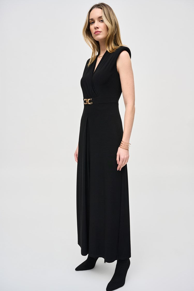 The Black Silky Knit Sleeveless Wide Leg Jumpsuit by Joseph Ribkoff