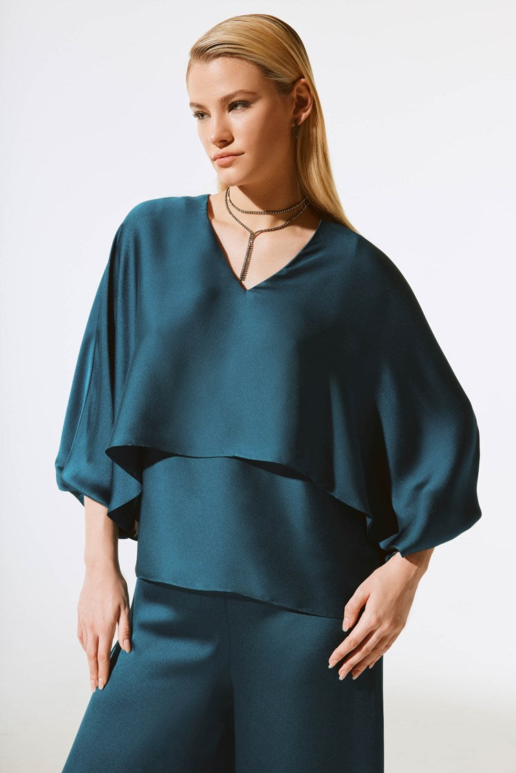 The Twilight Satin V-Neck Layered Top by Joseph Ribkoff