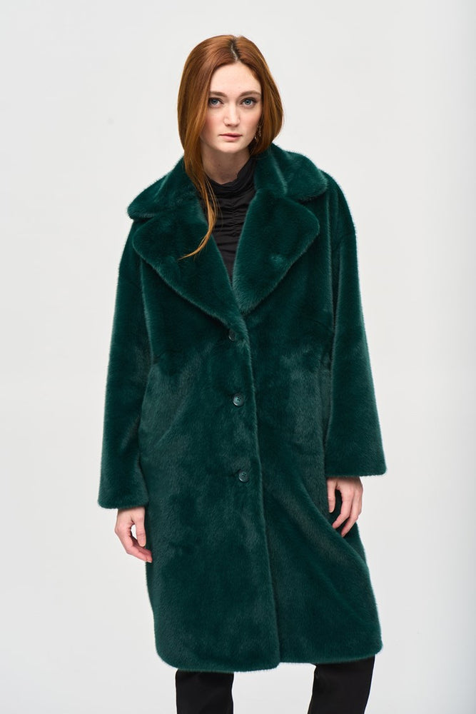 The Absolute Green Faux Fur Straight Coat by Joseph Ribkoff