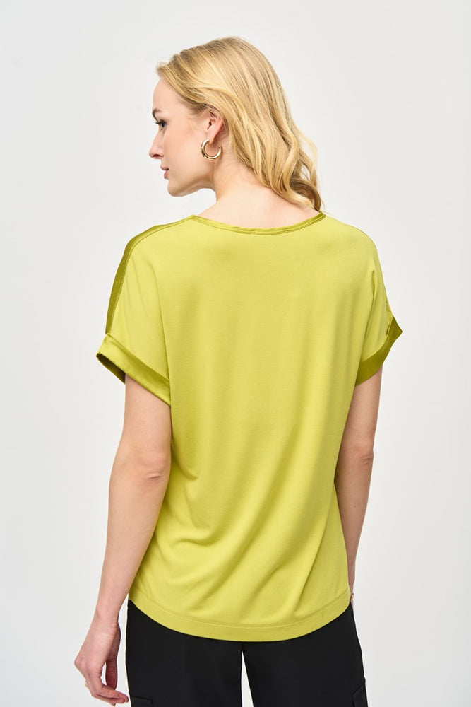 
                      
                        Back view of the Wasabi Satin Front Short Sleeve Top by Joseph Ribkoff
                      
                    