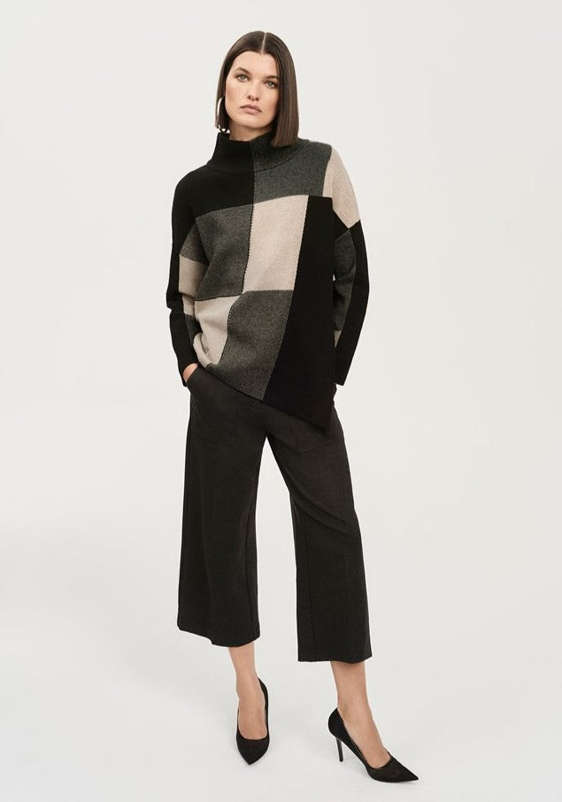 Outfit styled with the Color-Block Jacquard Knit Pullover by Joseph Ribkoff