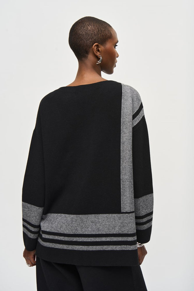 
                      
                        Back view of the Jacquard Sweater Knit Boxy Top by Joseph Ribkoff
                      
                    