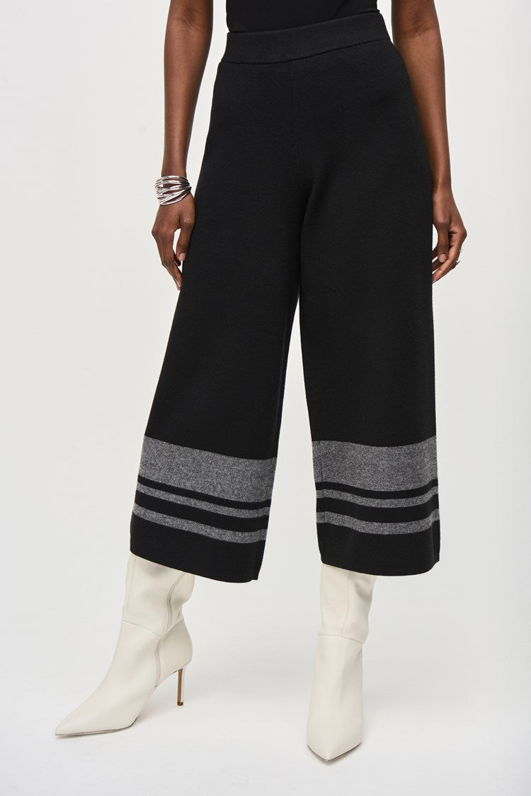 Front view of the Jacquard Sweater Knit Culotte Pants by Joseph Ribkoff