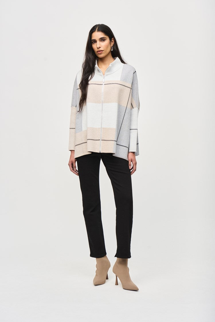 The Three-Tone Colorblock Jacquard Knit Cover-Up by Joseph Ribkoff