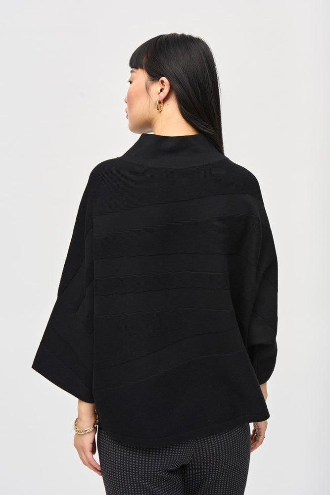 Back view of the Black Sweater Knit Mock Neck Boxy Top by Joseph Ribkoff