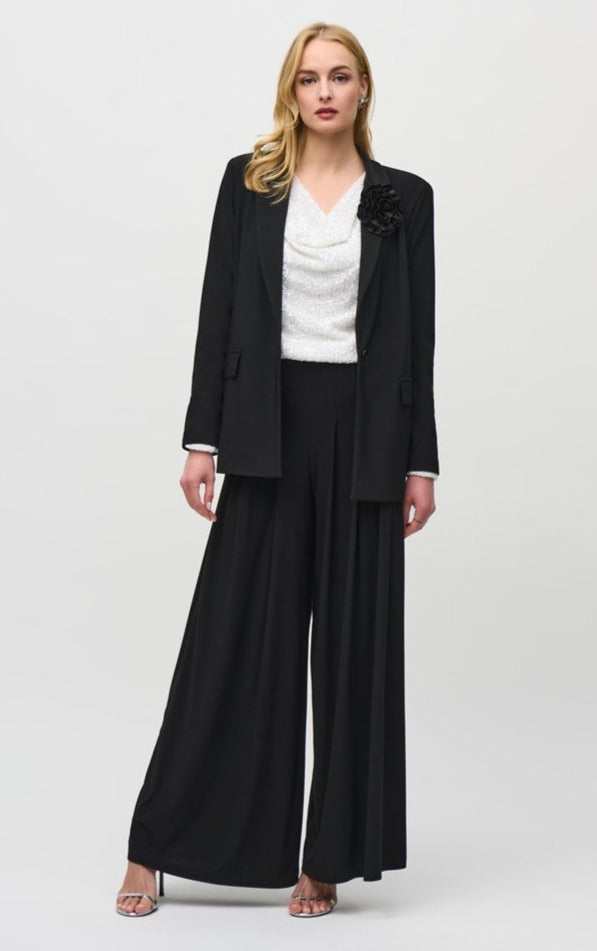 
                      
                        Outfit styled with the Black Silky Knit Wide-Leg Pull-On Pant by Joseph Ribkoff
                      
                    