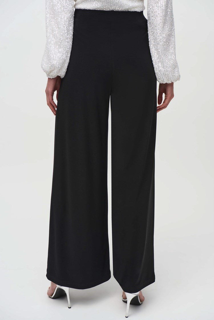 Back view of the Black Silky Knit Wide-Leg Pull-On Pant by Joseph Ribkoff