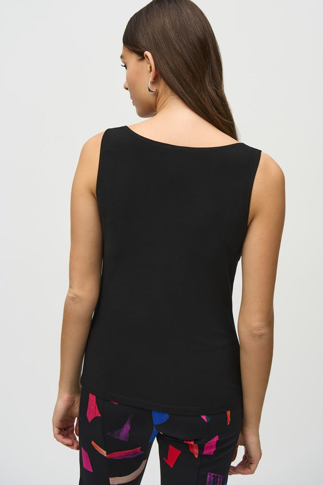 
                      
                        Back view of the Black Silky Knit Cowl Neck Camisole by Joseph Ribkoff
                      
                    