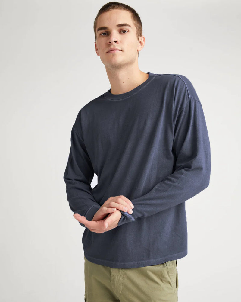 
                      
                        The Relaxed Long Sleeve Men's Tee by Richer Poorer in the color Blue Steel
                      
                    