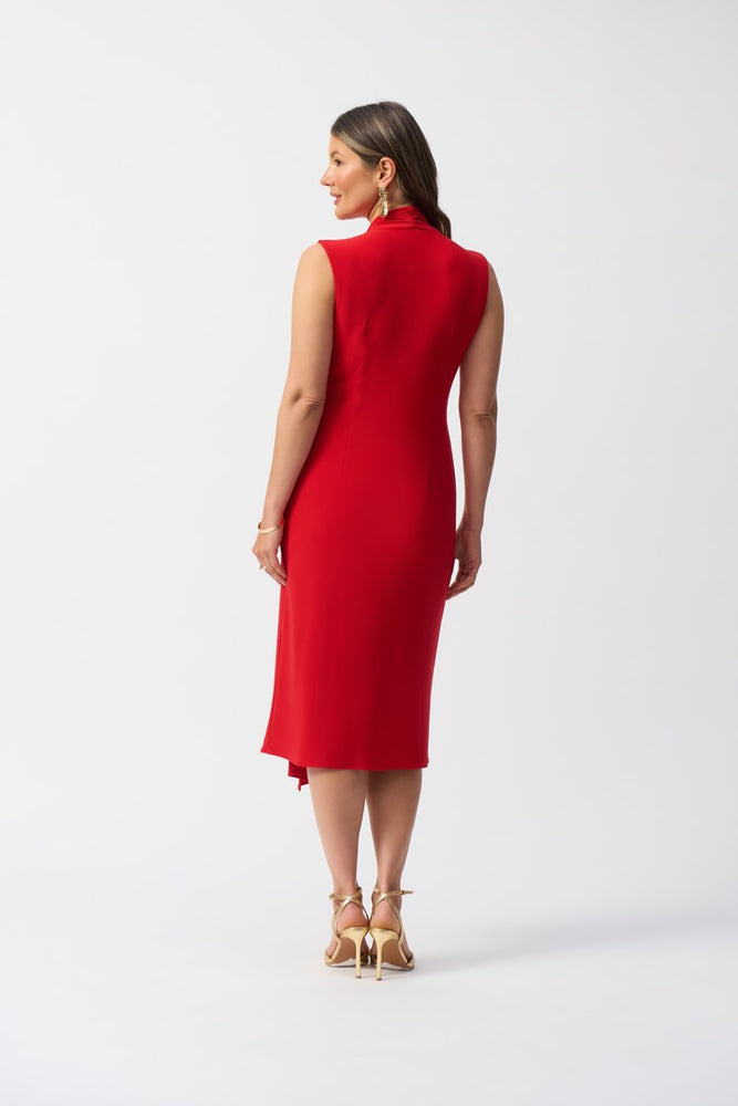 
                      
                        The Silky Knit Sleeveless Wrap Dress falls just below the knees and offers a sleeveless silhouette
                      
                    