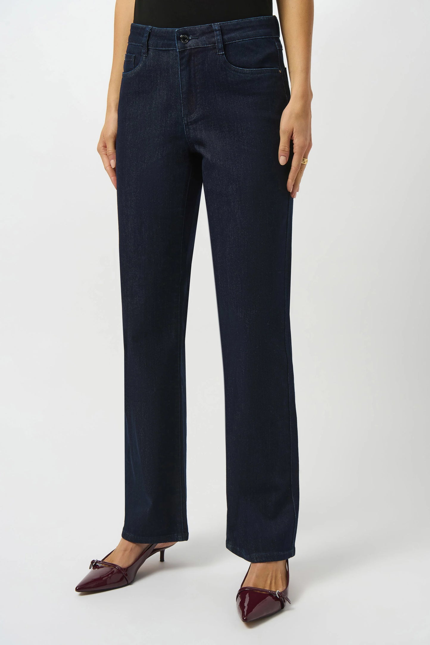 The Brooke bootcut denim pants by Joseph Ribkoff are the perfect pair to dress up or down for any occasion. Shop these women's jeans at Harbour Thread!