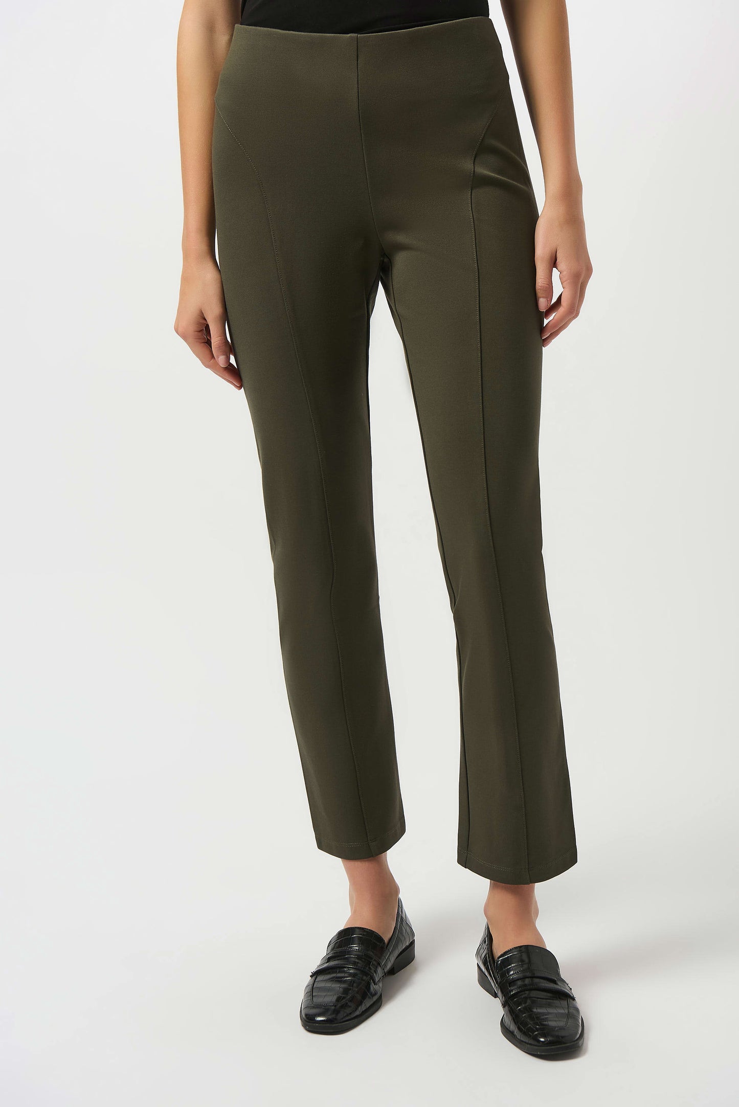 Shop women's wardrobe staples at Harbour Thread boutique in Burlington, VT! New arrivals include the Joseph Ribkoff Heavy Knit Slim Fit Pull-On Pants in Avocado. 