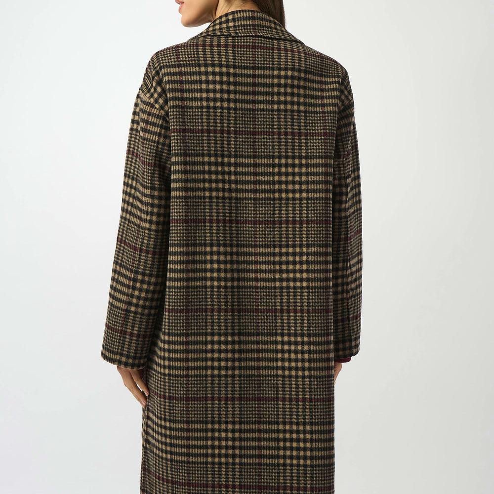 
                      
                        Woman wearing a long plaid wool blend coat from Joseph Ribkoff
                      
                    