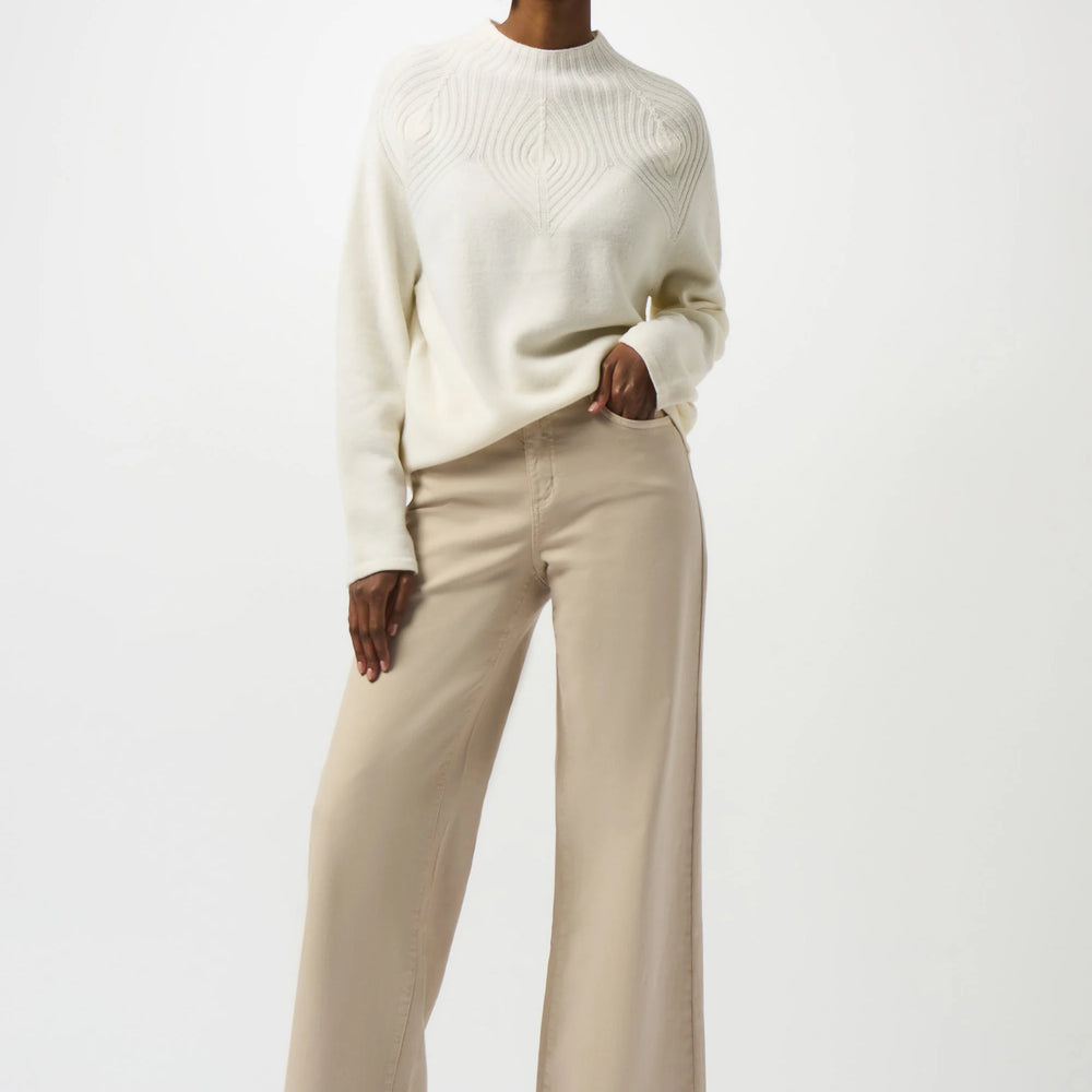 The Joseph Ribkoff Wool Blend Sweater with Placement Stitch in Winter White