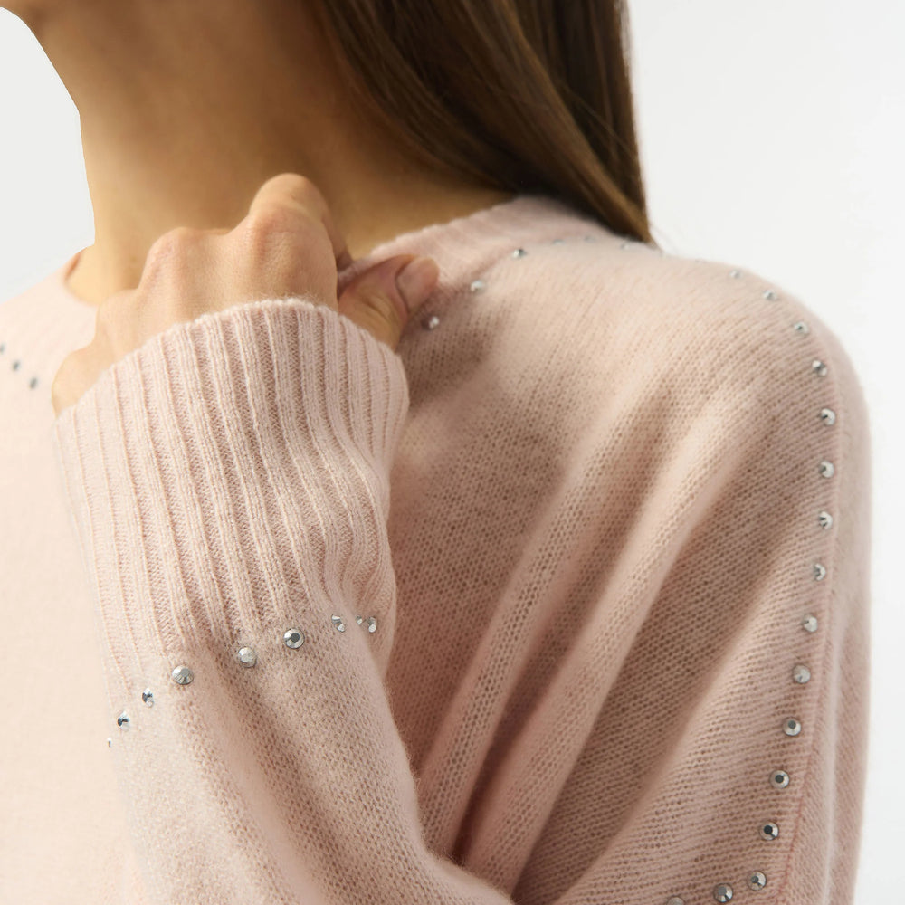 Joseph Ribkoff Cashmere Crew Neck Top with Stud Detailing