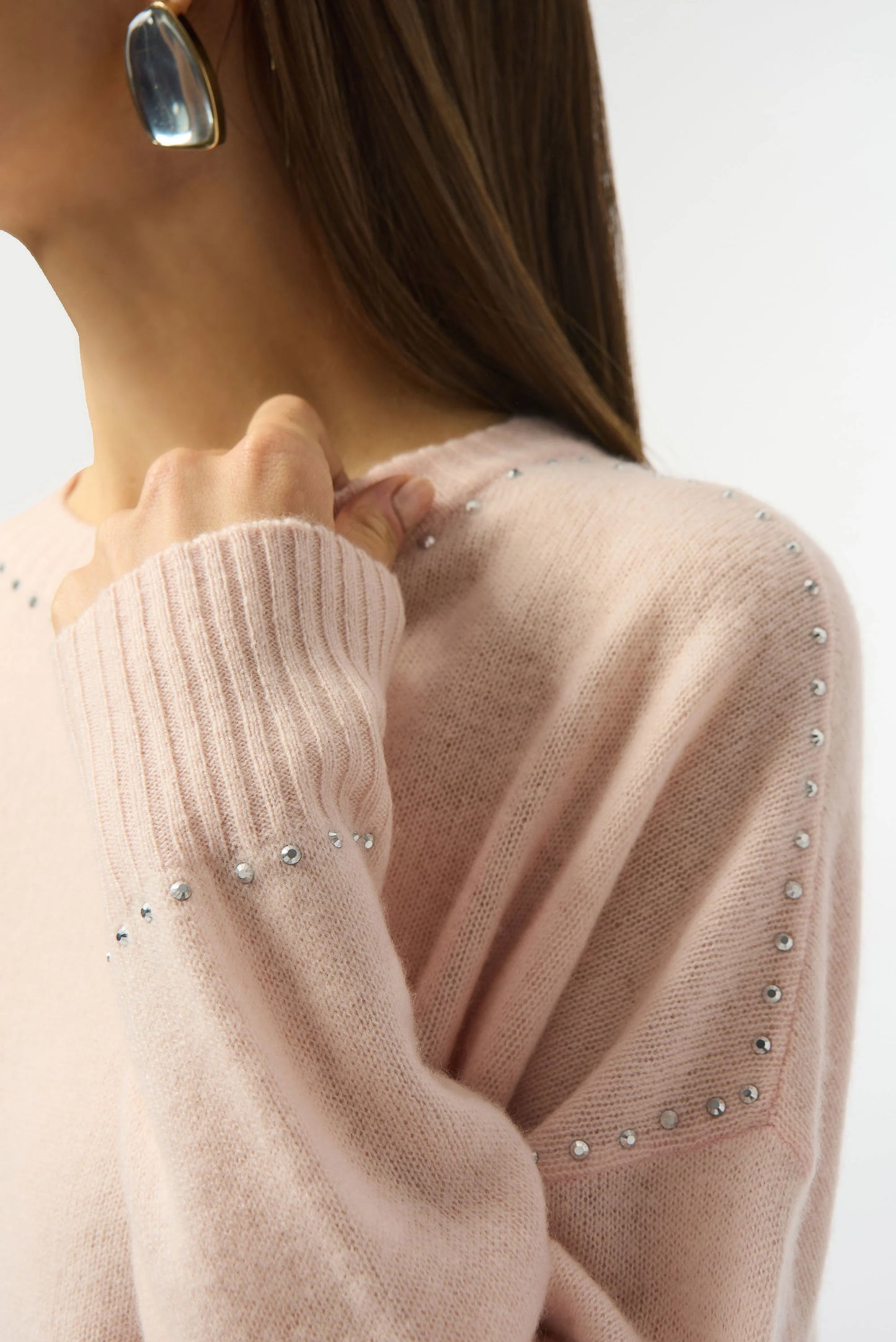 Joseph Ribkoff Cashmere Crew Neck Top with Stud Detailing
