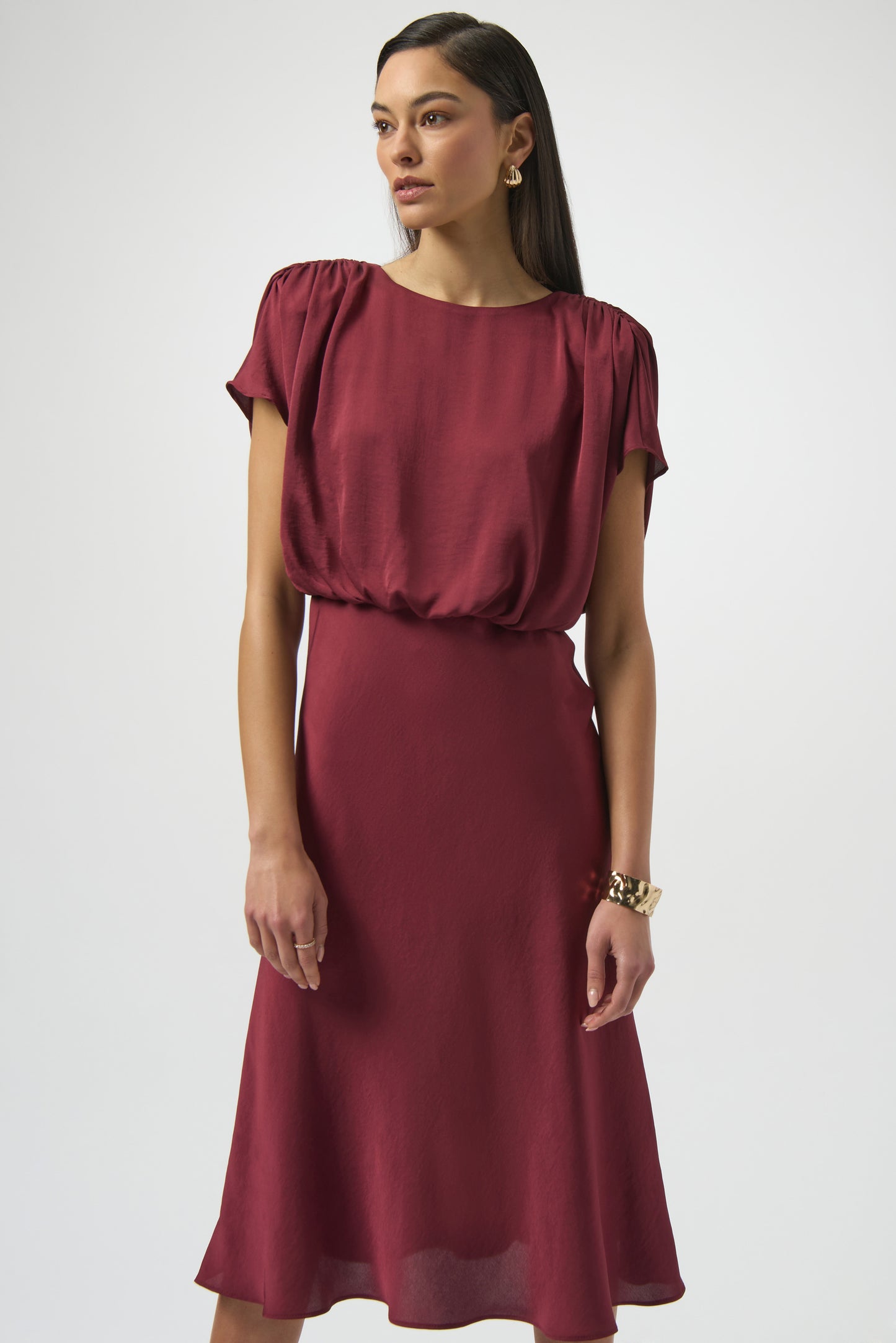 Joseph Ribkoff Recycled Satin Blouson A-Line Dress