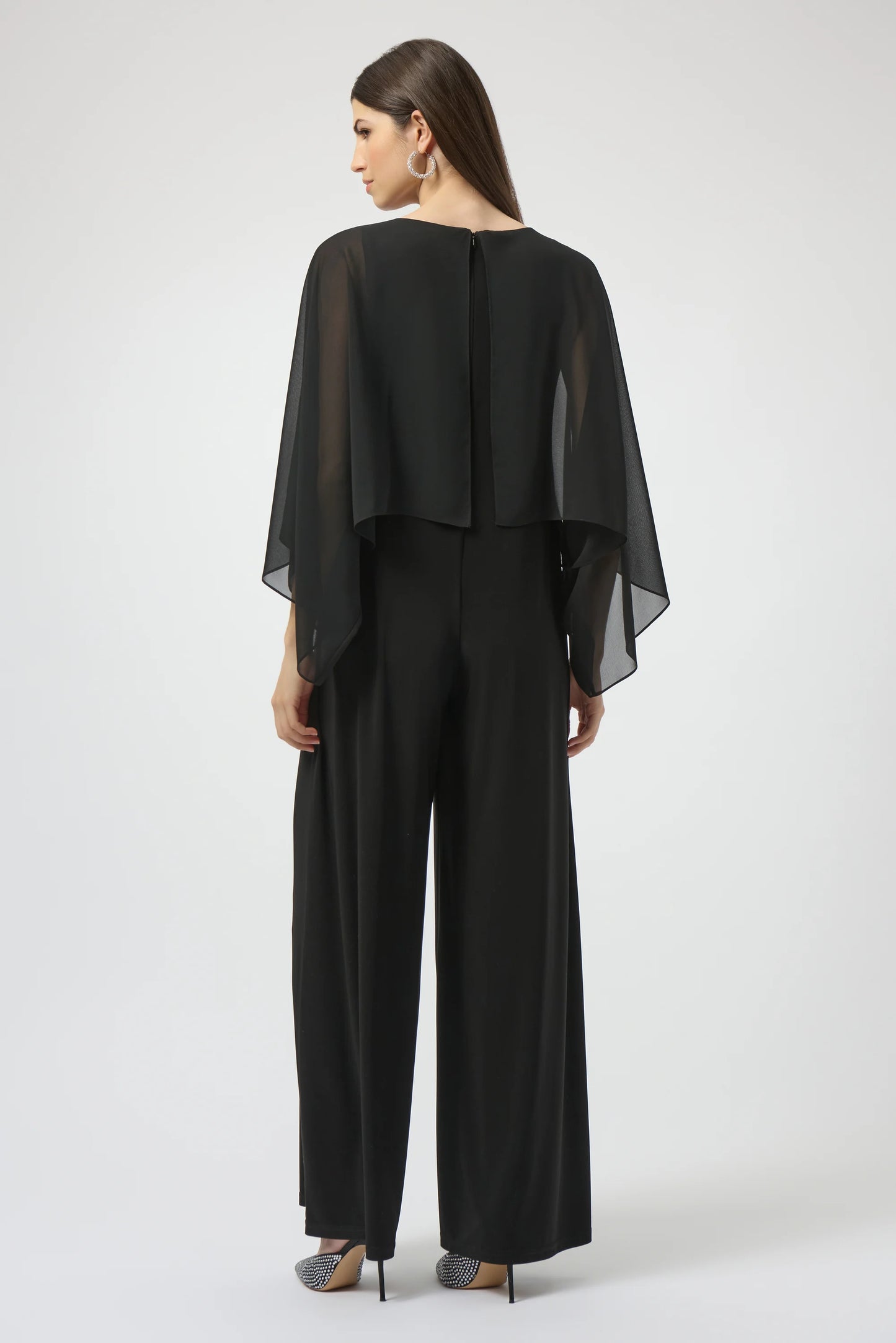 Joseph Ribkoff Silky Knit and Chiffon Wide Leg Jumpsuit