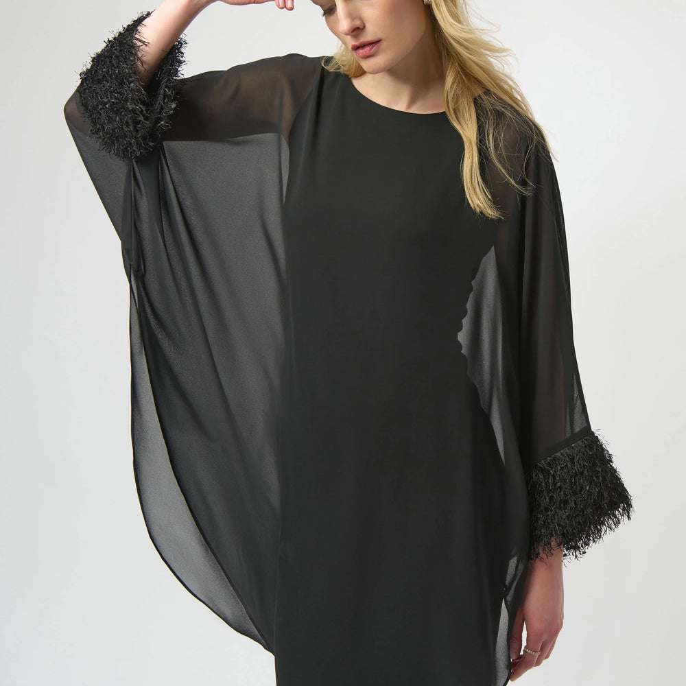 Add a touch of drama to your next event with this head-turning chiffon layered dress from Joseph Ribkoff, now at Harbour Thread boutique. 