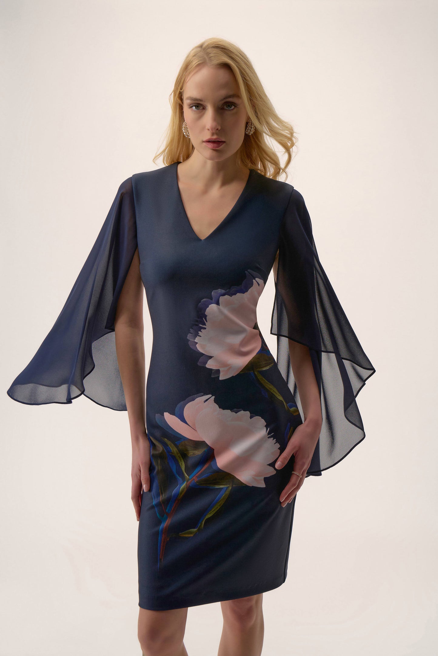 Joseph Ribkoff Silky Knit & Chiffon Floral Placement Sheath Dress