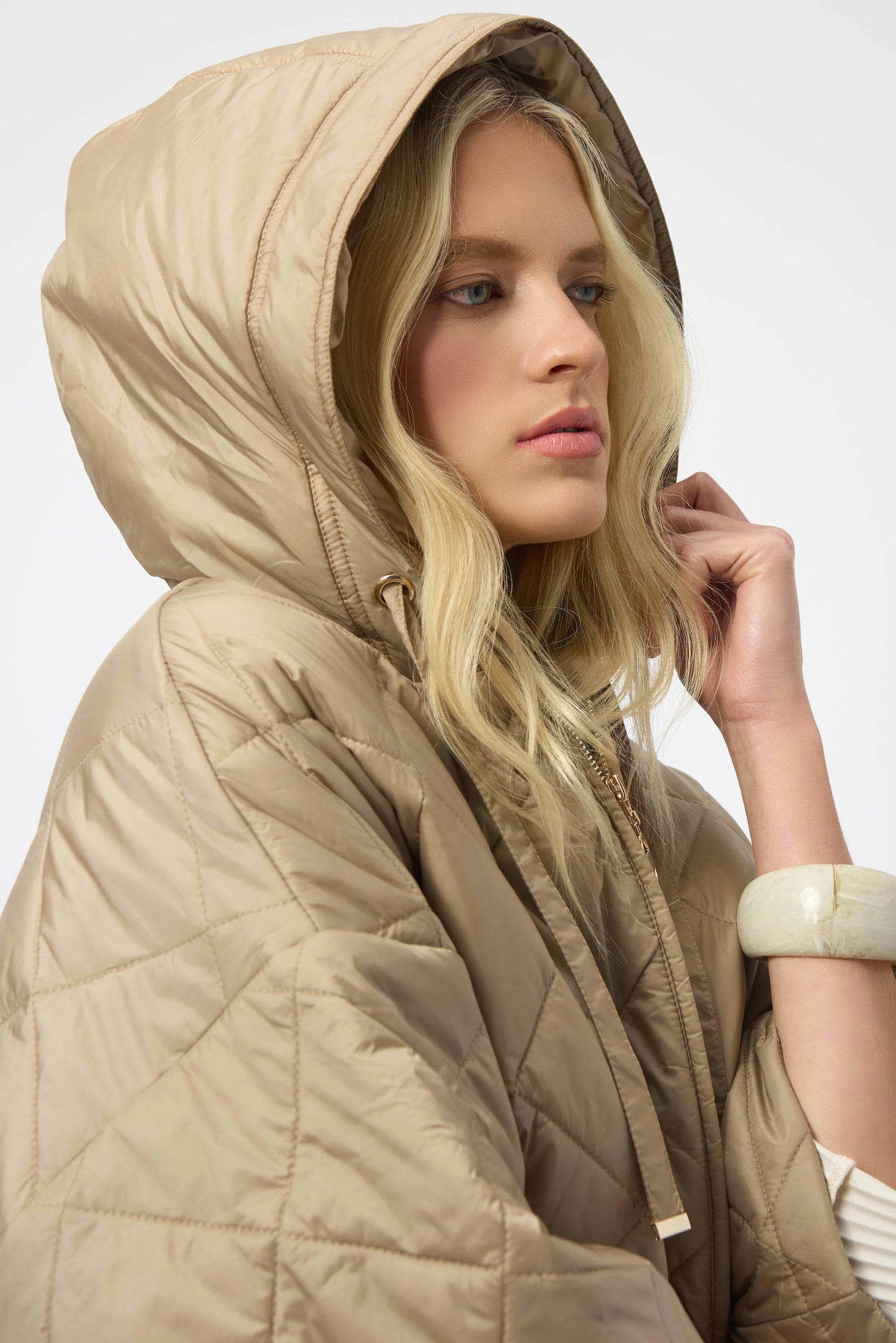 Joseph Ribkoff Woven Diamond Quilt Hooded Jacket