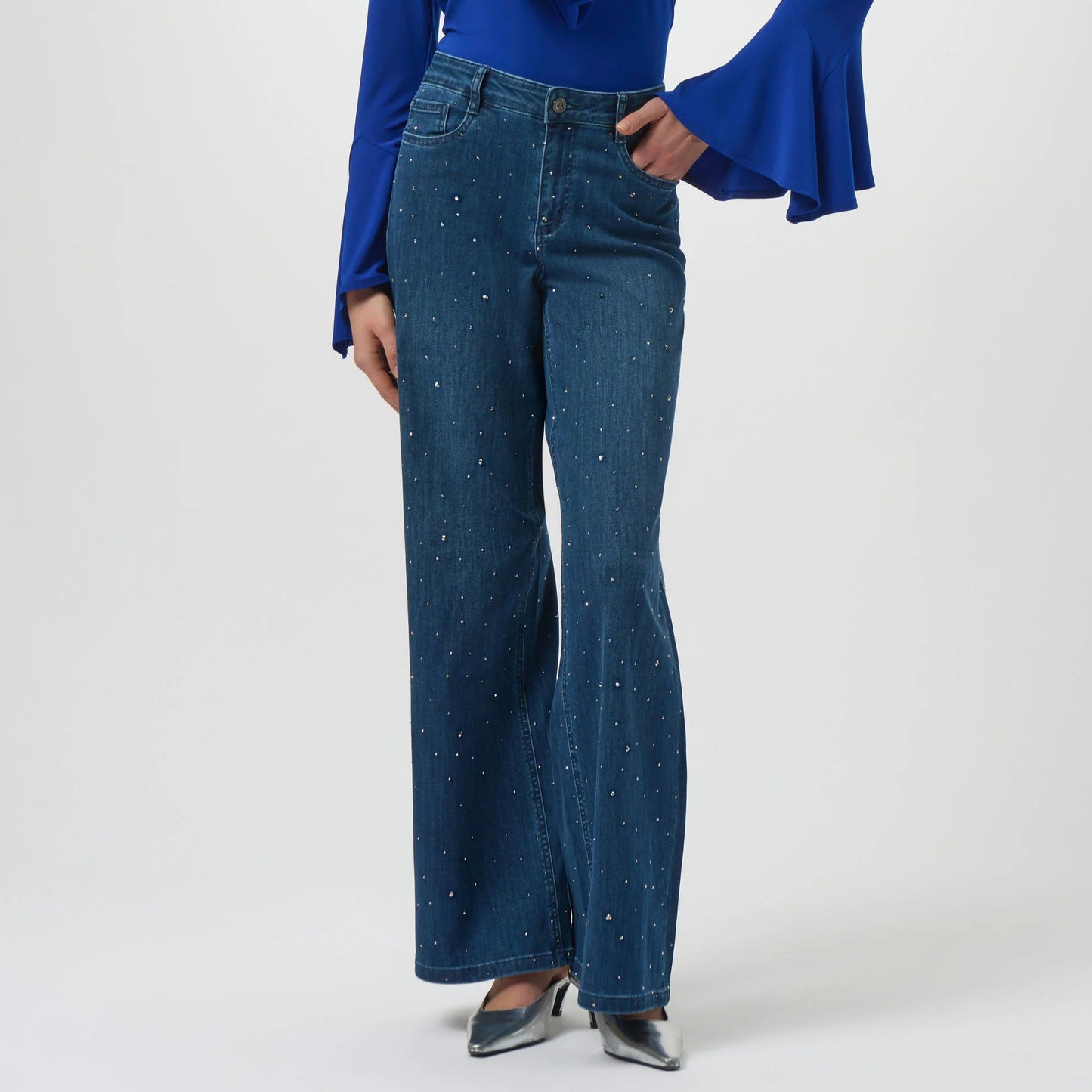 Classic Wide Leg Jeans with Rhinestones from Joseph Ribkoff