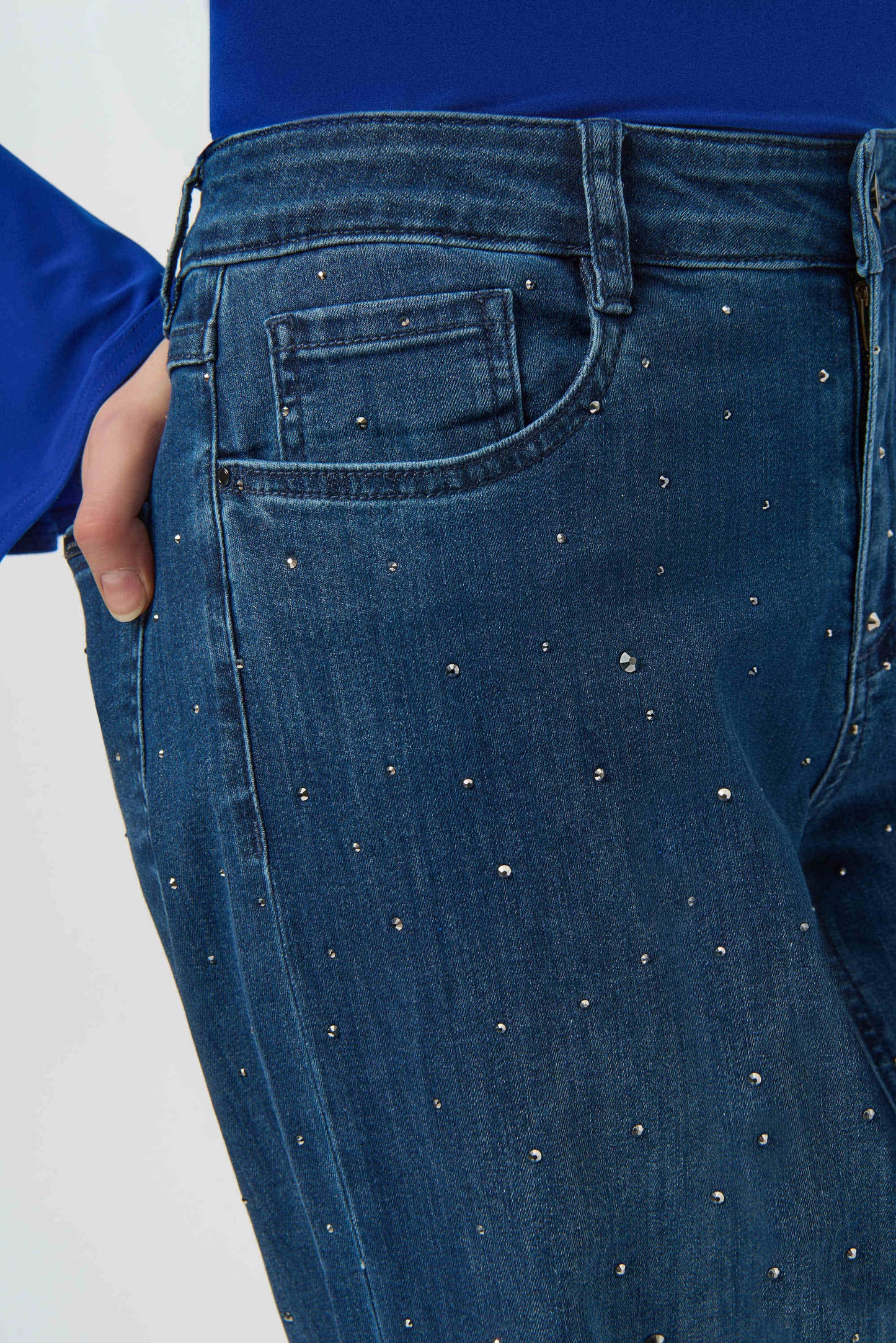 Joseph Ribkoff Classic Wide Leg Jeans with Rhinestones