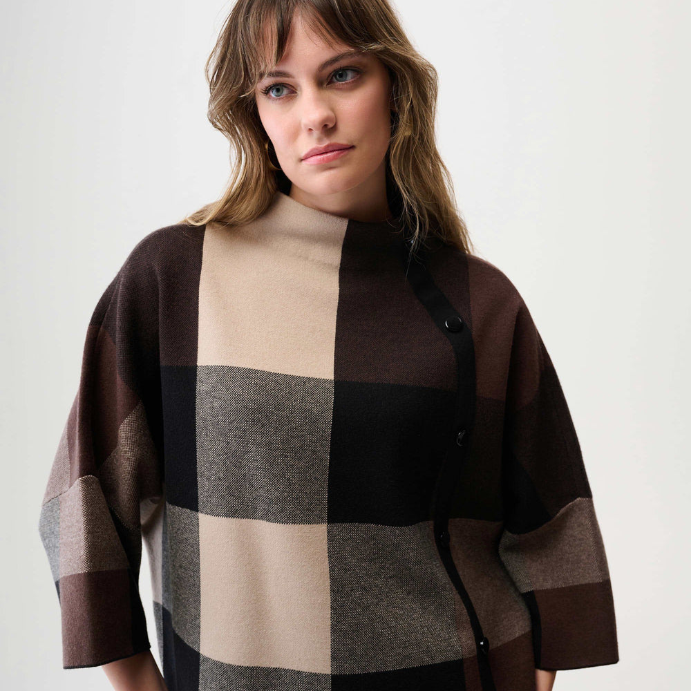 
                      
                        Joseph Ribkoff Brushed Viscose Plaid Print Boxy Sweater with Funnel Neck
                      
                    