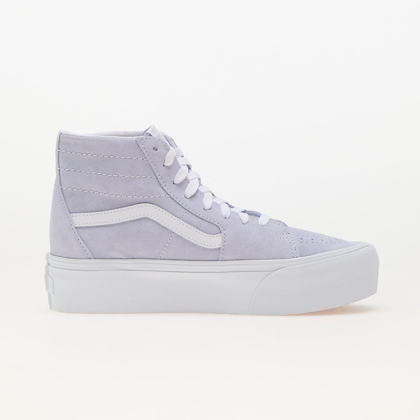 Side profile of the Vans Women's Sk8-Hi Tapered Stackform Shoe in the color Essential Halogen Blue