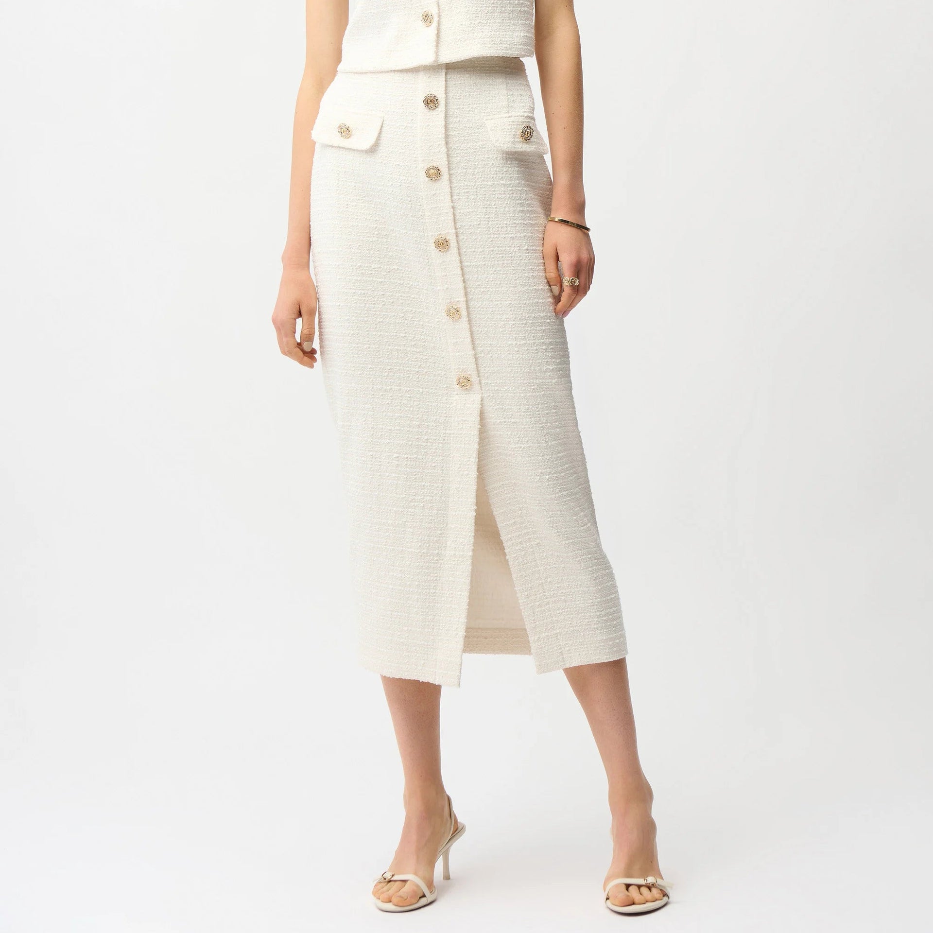 Joseph Ribkoff Bouclé Pencil Skirt With Gold Buttons | Harbour Thread